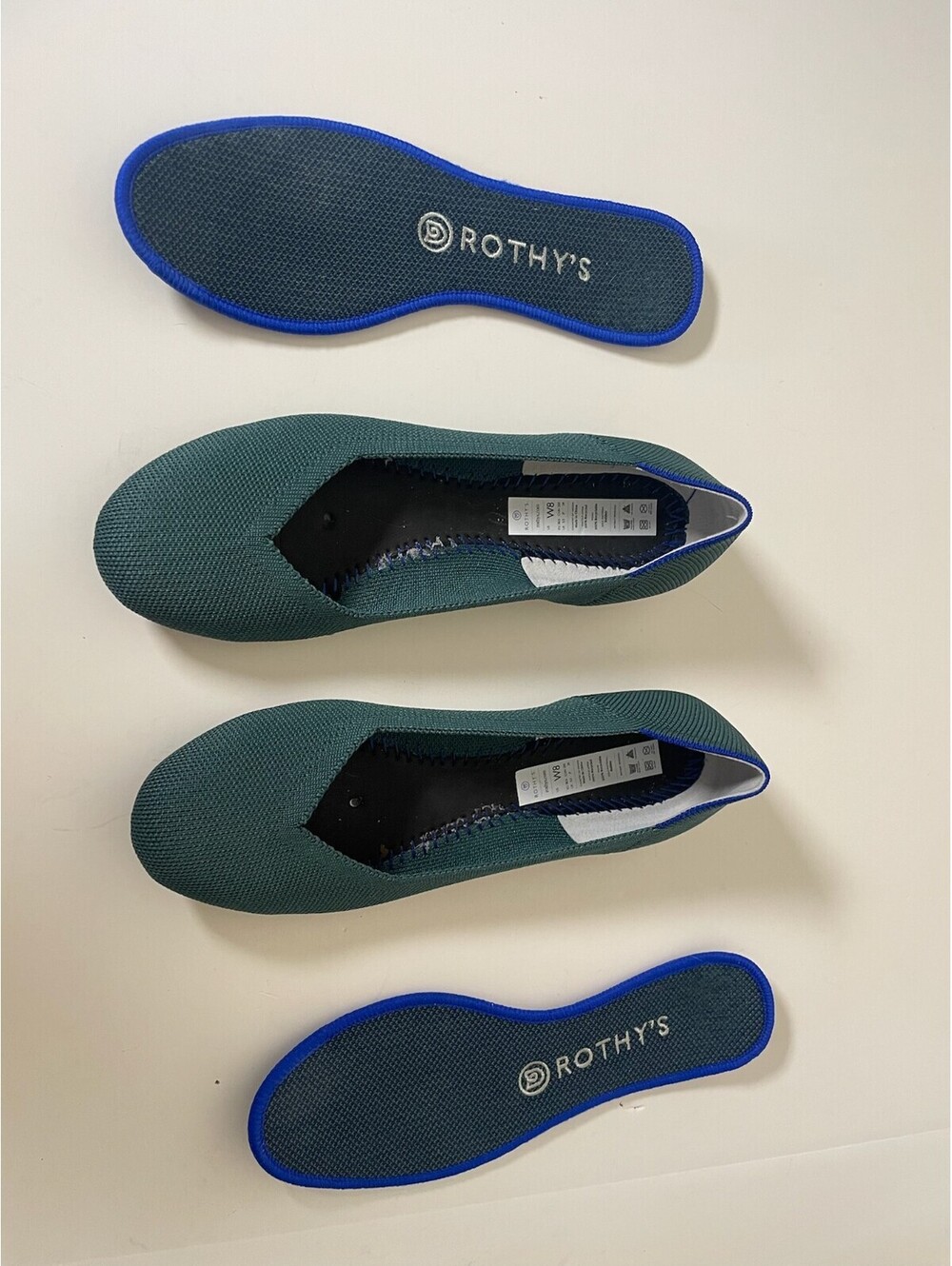 Rothys Round Emerald Green Washable Knit Flats Slip On Womens Size 8 EUC - Picture 5 of 5